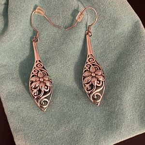 Intricate Sterling Silver Floral Drop Earrings